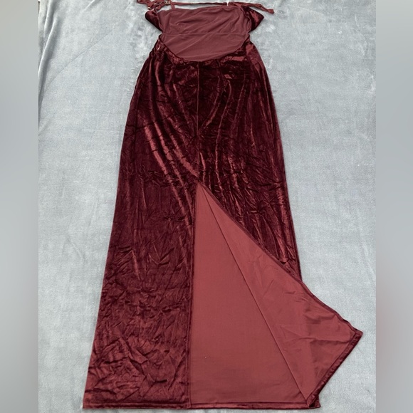 Free People Karlie Double Dare Maxi Slip Dress Size 8 Burgundy Red Velvet NWOT - Picture 6 of 11